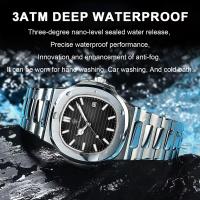 Reloj Deportivo POEDAGAR Cuarzo, Dial Cuadrado, Resistente al Agua, Luminoso, Regalo Perfecto para Hombres Correa de Acero Inoxidable - details 3