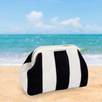 Bolso de mano de playa a rayas de ganchillo para mujer, bolso plisado de dumpling, color bloqueado, Verano - details 4