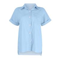 Camisa Simple y a la Moda para Mujer Algodón y Lino Informales, Clásicas con Manga Corta y Borlas - details 52