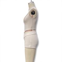 Conjunto de Top Corto Ajustado sin Cuello con Cremallera de Color Sólido para Mujer Primavera/Verano 2025 y Shorts Ajustados de Cintura Alta. - details 6