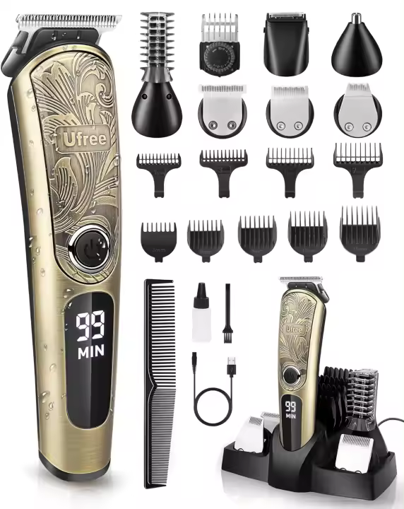Recortador de barba para hombres, maquinilla de afeitar eléctrica, recortadora de pelo de nariz, afeitadoras de pelo inalámbricas para hombres, Kit de aseo de barba de cara y cuerpo de bigote, regalos - 1
