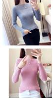 Suéter de Punto de Manga Larga para Mujer Ajustado, Cuello Oblicuo, Estilo Informal para Oficina - details 2