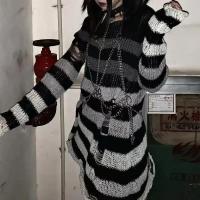 Suéter Punk Gótico Largo Unisex Estilo Rock Fino Ropa de Calle Oscura para Mujeres - details 14