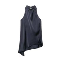 OUWU- Chaleco halter de satén para vacaciones de verano, camiseta sin mangas informal sin espalda, dobladillo irregular elegante Y2K, tops elegantes para mujer - details 3