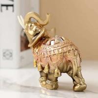 Estatua dorada de la suerte, estatuilla de riqueza, regalo, decoración del hogar, escultura de elefante Feng Shui - details 2