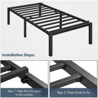 Bastidor de Cama Metálico Listones de Acero Espacio de Almacenamiento Bajo la Cama Fácil Montaje Cama Individual 90 x 190 x 36.5 cm Negro - details 23