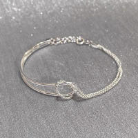 Pulsera de Plata Esterlina Diseño de Torsión de Línea Geométrica Doble Nudo - details 0