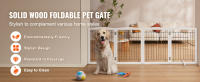SucceBuy Puerta para perros independiente de 32 H x 96,5 W, barrera plegable para mascotas de 4 paneles para pasillos anchos y estrechos, ampliable con soporte para pies silencioso, uso en interiores, blanco - details 0
