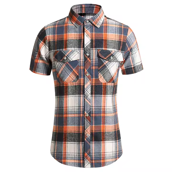 Camisa de Verano de Doble Bolsillo a Rayas Talla Grande Estilo Casual de Negocios para Hombres - 1
