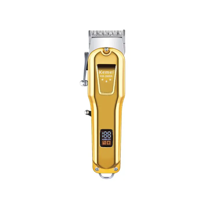 Kemei-cortadora de pelo profesional inalámbrica, Kit de aseo para barberos, con pantalla LED recargable, 10W - 1