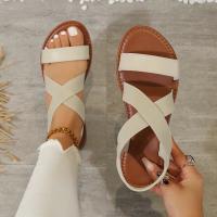 Zapatos romanos de verano para mujer, calzado con correa en el tobillo, cabeza redonda, suela plana, talla grande - details 7