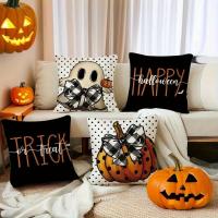 Fundas decorativas de Lino para Halloween, Funda de Cojín Decorativa de 45x45cm,4 Piezas, para Sala de Estar y sofá - details 5