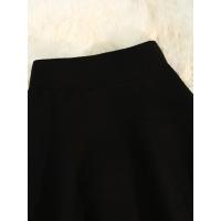 Faldas para mujer de punto con volantes Vintage sólido Casual faldas de cintura elástica elegante mujer A-Line faldas de cintura alta - details 15