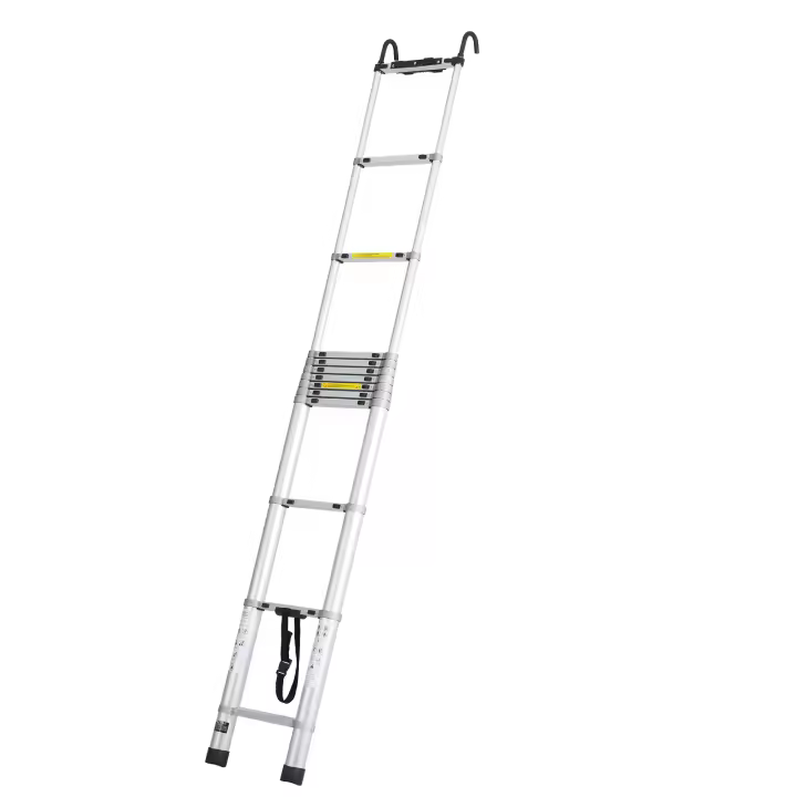 SucceBuy Escalera telescópica, escalera extensible de aluminio de 16.5 pies, escalera plegable liviana con retracción de varios botones, capacidad de 419 libras, pies antideslizantes, portátil para el hogar, RV, loft - 1