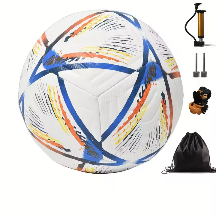 Balón de fútbol de tamaño estándar 5, de cuero PU con bomba inflable para entrenar - 1