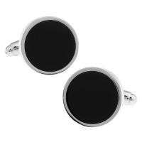 Nueva camisa para hombre de alta calidad, gemelos esmaltados de diseñador, material de cobre al por menor, gemelos de diseño circular negro - details 0