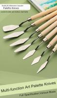Paleta de Pintura al Óleo Set de 7 Herramientas de Artista Cuchillos de Paleta de Plástico con Mango de Madera Cuchillo de Acero Inoxidable Elástico Ideal para Pintar con Aceite Herramientas de Arte para Niños - details 0