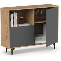 Taburete de Almacenamiento de Madera Roble Blanco Diseño de 2 Puertas y 1 Hueco - details 23