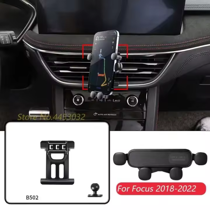 2018-2022 Ford Focus 4 Soporte de navegación por gravedad con ventilación ajustable móvil para automóvil, accesorios horizontales - 1