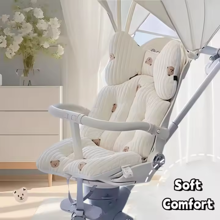 Cojín Universal y Cómodo para asiento de cochecito, cochecito de juguete para Bebé Bonito, agradable a la ropa, forro de asiento con borde de Oso Infantil, almohadilla para Niño pequeño - 1
