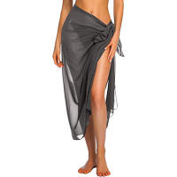Falda larga y corta para mujer, traje de baño de Sarong, pareo de Bikini de verano, bufanda transparente - details 9