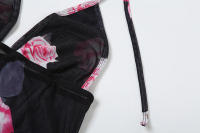 BUNO-estido Halter de moda para mujer, vestido sin espalda con estampado de rosas, sin espalda, Sexy con cuello en V, ajustado para fiestas en la playa - details 12