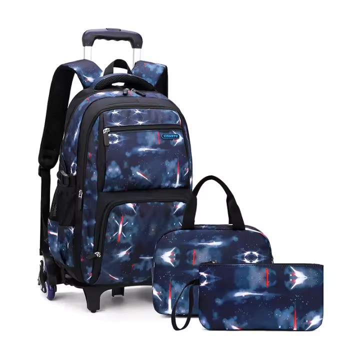 Mochila escolar con ruedas para niño, bolsa de libros para estudiantes, bolsa de escuela primaria, mochilas rodantes para niño de tres piezas - 1