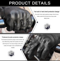 Guantes Retro de cuero para montar en motocicleta, anticaída, transpirables, resistentes al desgaste, de dedo completo, novedad de 2024 - details 10