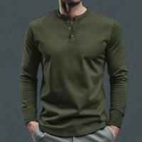 Día del padre Ropa transfronteriza de primavera y otoño Camiseta para hombres europeos y americanos Camisa básica Henry de manga larga para hombres - details 20