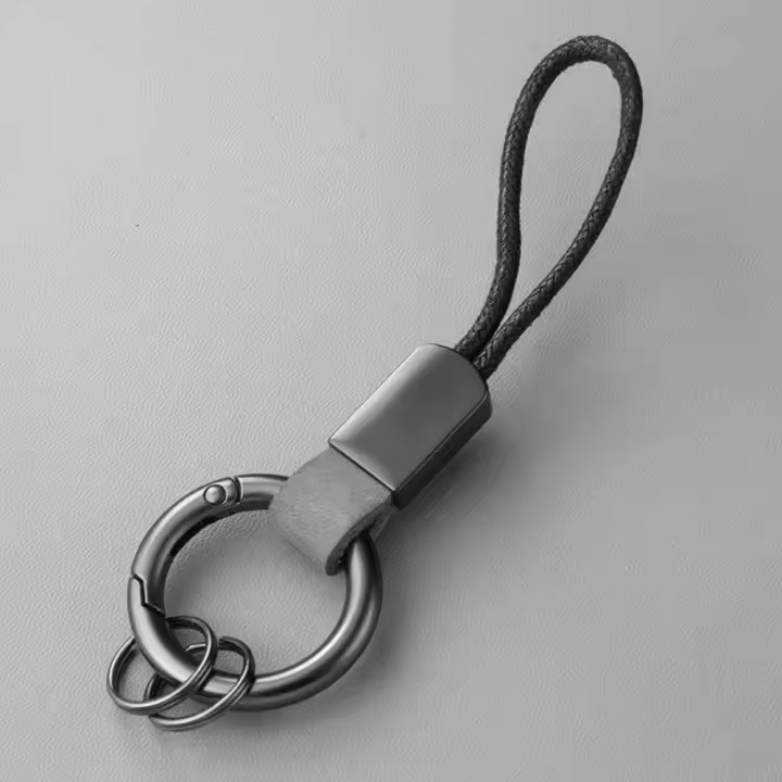 LLavero de piel de cuero de aleación, llavero colgante de cintura de cuero multifuncional antipérdida, soporte de mosquetón, estilo de negocios - 1