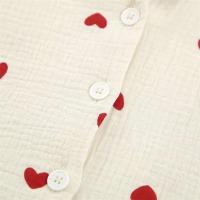 Novedad de verano, conjunto de manga larga 100% algodón con estampado de corazón de amor, pijama con botones para mujer con cuello TRE de 2 piezas, pijamas - details 13