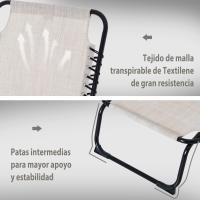 Silla Reclinable de Jardín con Sistema de Cordones para Exterior Marco Acero 197x58x30 cm Crema - details 4