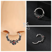 ZS 1 pieza de anillo de nariz de cristal rosa CZ para mujeres y niñas, Piercing de nariz de aro de acero inoxidable de 16G, joyería para Piercing de cartílago helicoidal de 10MM - details 3
