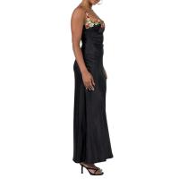 Temperamento Primavera Verano moda Sexy bordado Ence correas Color sólido vestido largo mujer verde hábil envoltura de cadera - details 14