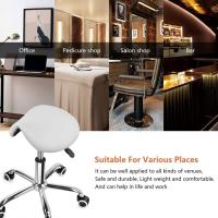 Taburete con Ruedas Silla Trabajo Altura Ajustable Giratorio Taburete de Oficina con Asiento de Silla de Montar Negro - details 19