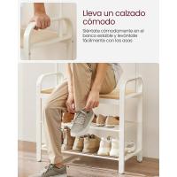 con Banco Recibidor 4 en 1 9 Ganchos Extraíbles Barra Superior para Pasillo 337 x 72 x 183 cm Morno Roble y Blanco HSR40W - details 2