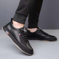 Nuevo traje de cuero formal de diseño italiano, zapatos deportivos informales de fondo plano con cordones negros para hombre, vestido - details 2