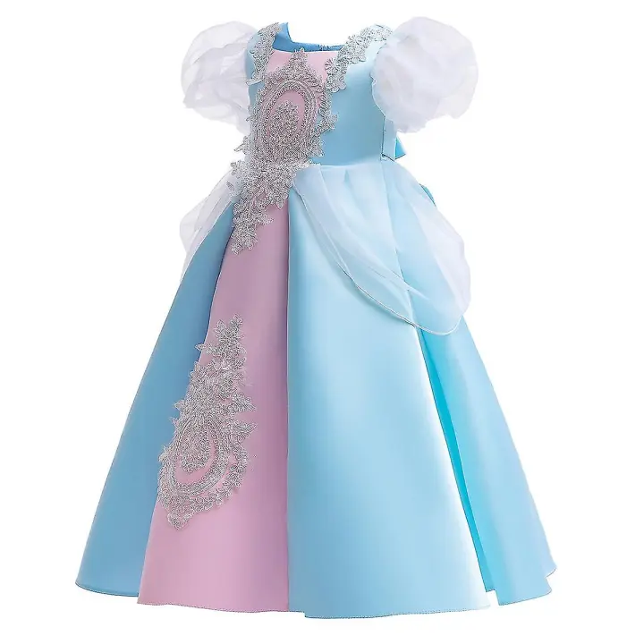 Vestido retro para niños Vestido para niñas Vestido de princesa con mangas abullonadas BSSM - 1