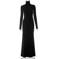 Elegante Vestido Largo con Cuello Alto Moda de Invierno Criptográfica para Mujeres - details 12