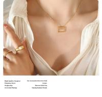 Nuevo collar con colgante en forma de sobre, joyería de lujo chapada en oro con incrustaciones de circonita cuadrada - details 2