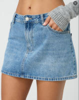 Minifalda de mezclilla índigo mediana para mujer - Multicolor - details 1