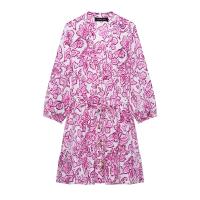 Mini vestido con estampado de flores de moda para mujeres europeas y americanas - details 1