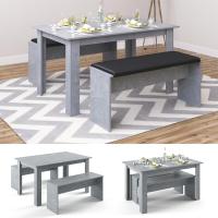 Mesa de comedor Sentio, antracita/roble dorado, 90 x 140 cm con 2 bancos - details 25