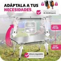 Mesa de Camping Plegable de Altura Ajustable Aluminio con Topes Ideal para Jardín, Balcón, Picnic - details 6