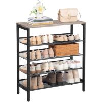 Zapatero, Zapatero de 6 Niveles, Estantería para Zapatos, Estantes de Malla Ajustables, para Entrada, Pasillo, Dormitorio, Estructura Metálica, Marrón Rústico y Negro - details 18