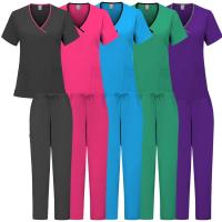 Ropa de trabajo para salón de belleza y enfermera médica, bata clínica, Top + pantalón, Túnica de enfermería para médico de Spa, traje, uniformes quirúrgicos, conjunto exfoliante para mujer - details 1