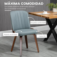 Juego de dos sillas de comedor modernas para cocina, con asiento tapizado de piel sintética y patas de madera, ideal para sala de estar y dormitorio - details 3
