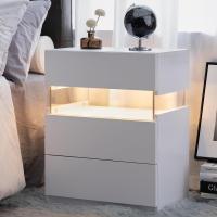 Mesa de noche LED cómoda 3 cajones Diseño rectangular Madera Para dormitorio y sala de estar - details 1