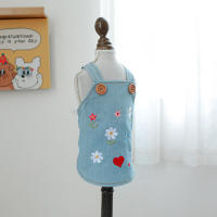 Ropa De Mascota 1PC Primavera Otoño Falda De Denim Con Flores Y Suspensión Para Perros De Tamaño Pequeño Y Medio - details 11