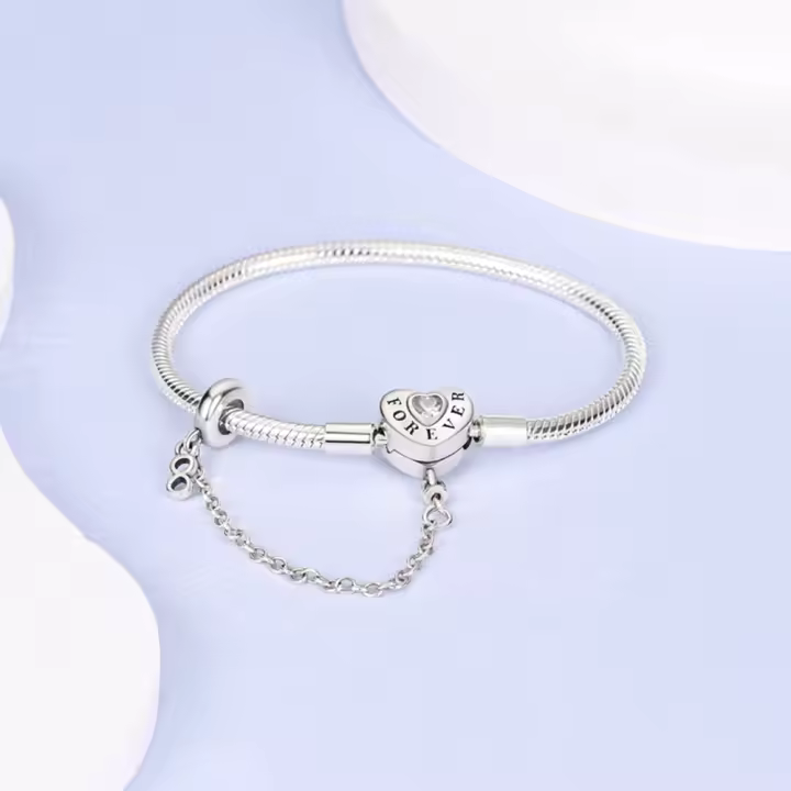 Pulseras de seguridad de corazón de melocotón de Plata de Ley 925 para mujer, dijes colgantes originales, cuentas para joyería fina, fabricación de regalos - 1